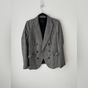 J.Crew Wool Blend Plaid Blazer Double Breasted Gray Glen Check Size 6